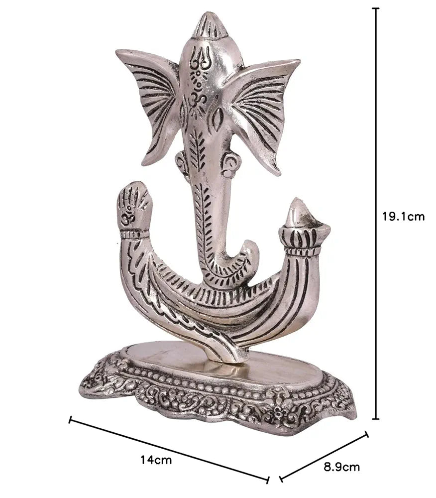 Collectible India Metal Ganesha Idol Showpiece Silver Plated Ganesh Ganpati Statue