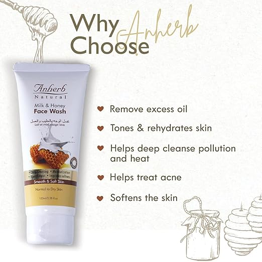 Anherb Milk & Honey Face Wash for All Skin Types - 100 gms