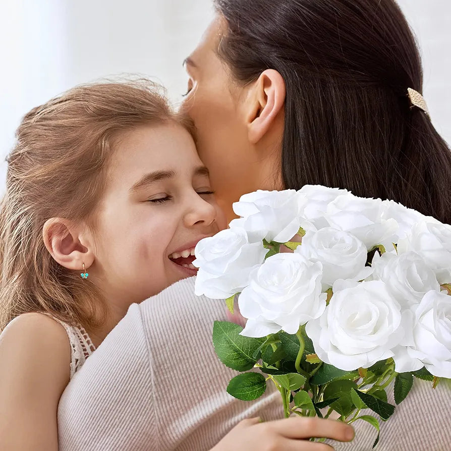 12 Pcs Artificial Roses Flowers Silk
