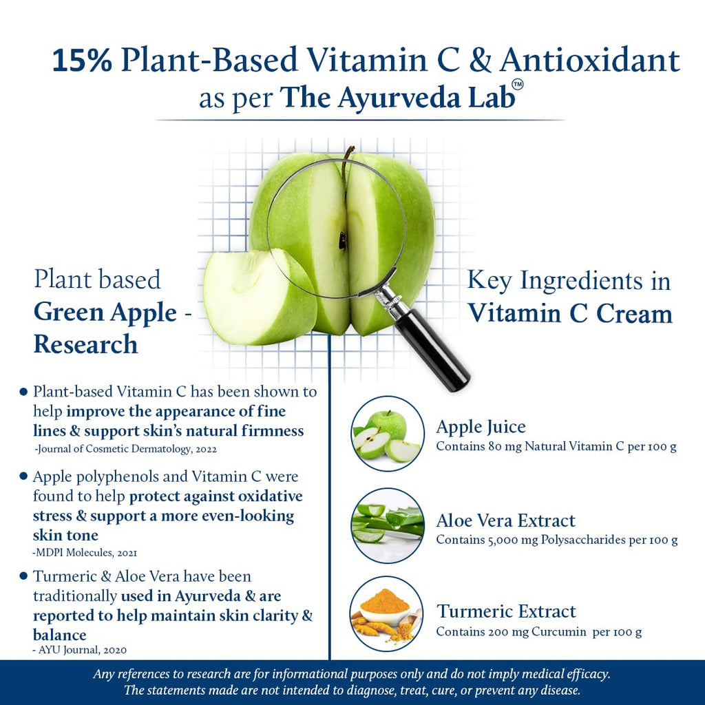 Blue Nectar Plant Based Vitamin C Face Cream for Glowing Skin Dark Spot Removal Cream for Men with Green Apple and Almond Oil (13 Herbs, 50g)