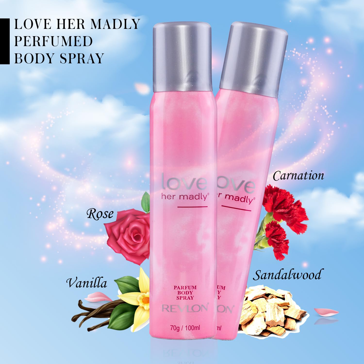 REVLON Rose Love Her Madly - Perfumed Body Spray for Women, 100 Ml