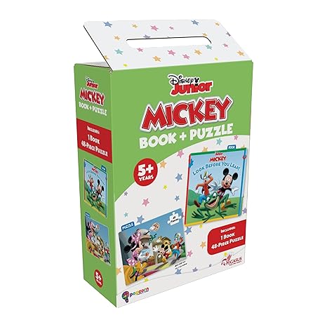 Disney Junior Mickey Book & Puzzles for Kids 5 Years and Above Look Before You Leap 1 Book & 48 Piece