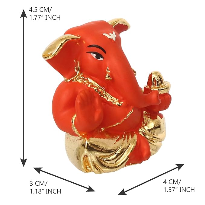 Ecraftindia Gold Plated Orange Appu Ganesha Decorative Showpiece