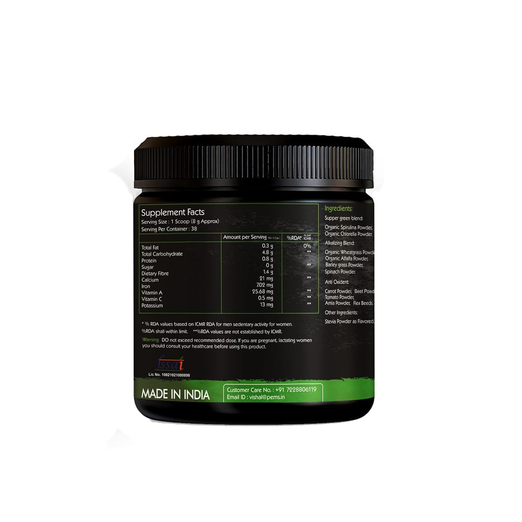 Go Organic Super Greens Powder (300g) | Organic Superfoods with Spirulina & Chlorella | Gluten-Free, Plant-Based Nutrition Drink for Immunity & Energy (Pack of 1)