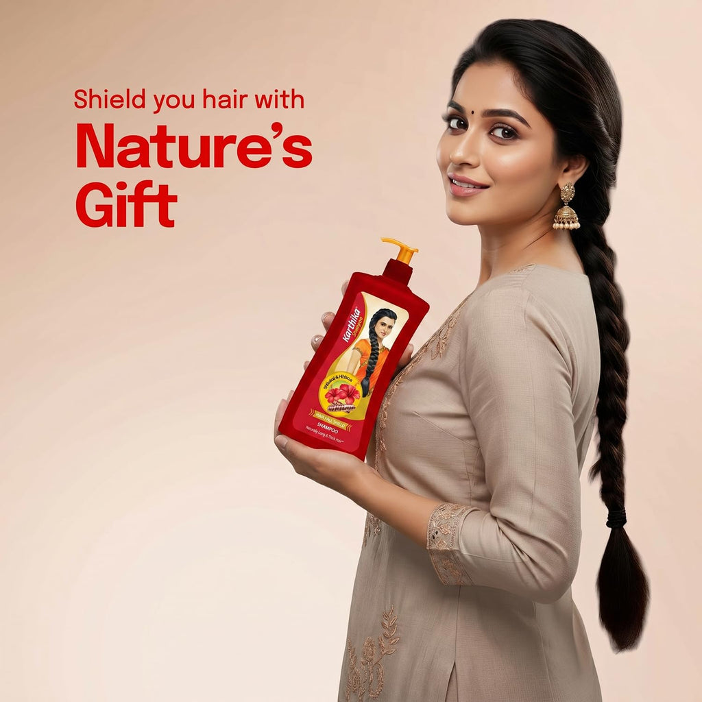 Karthika Hairfall Shield Shampoo with Shikakai & Hibiscus â€“ 1L | Herbal Anti-Hairfall Shampoo for Strong & Healthy Hair | Natural Care for Men & Women