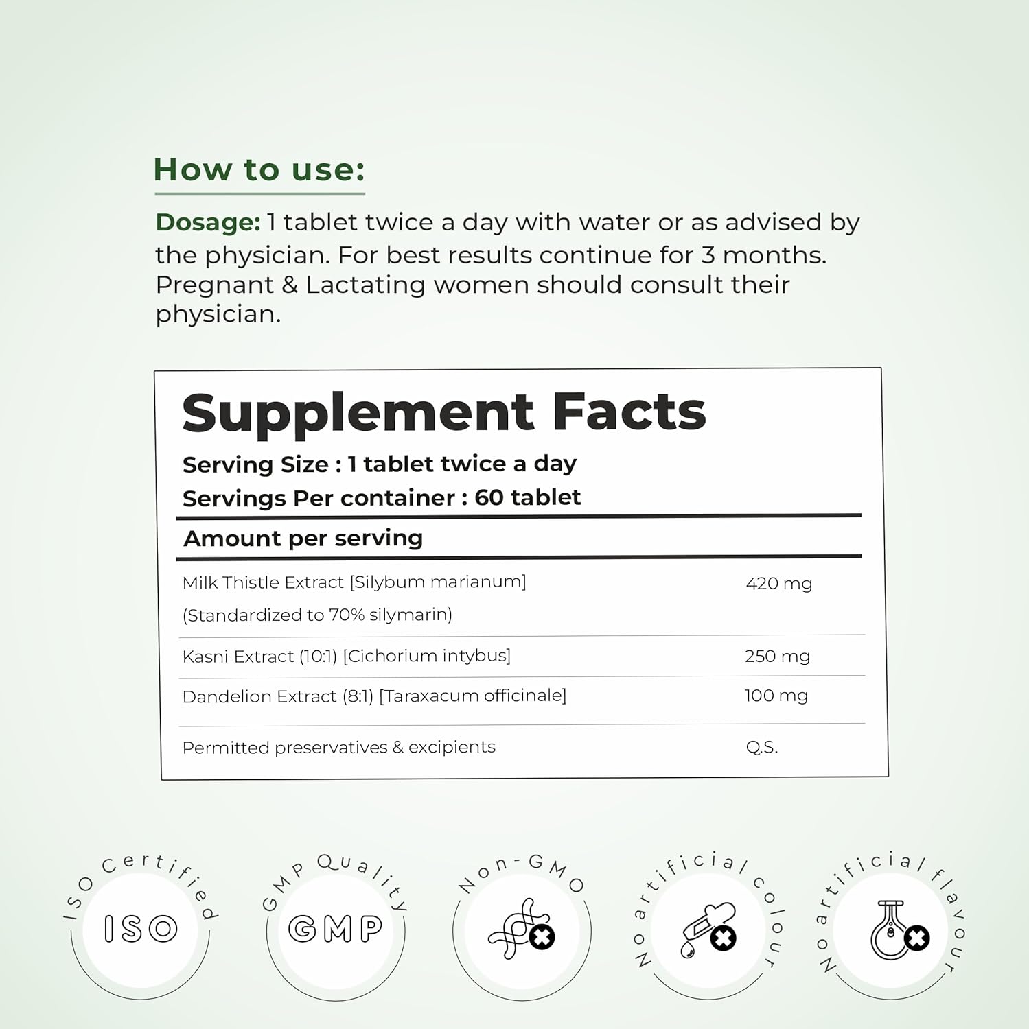 Cureveda Liver Loyal Liver Detox Supplement Milk Thistle Extract 420mg with Chicory & Dandelion Extract For Fatty Liver Care | Natural Detoxification Formula 60 Veg Tablets