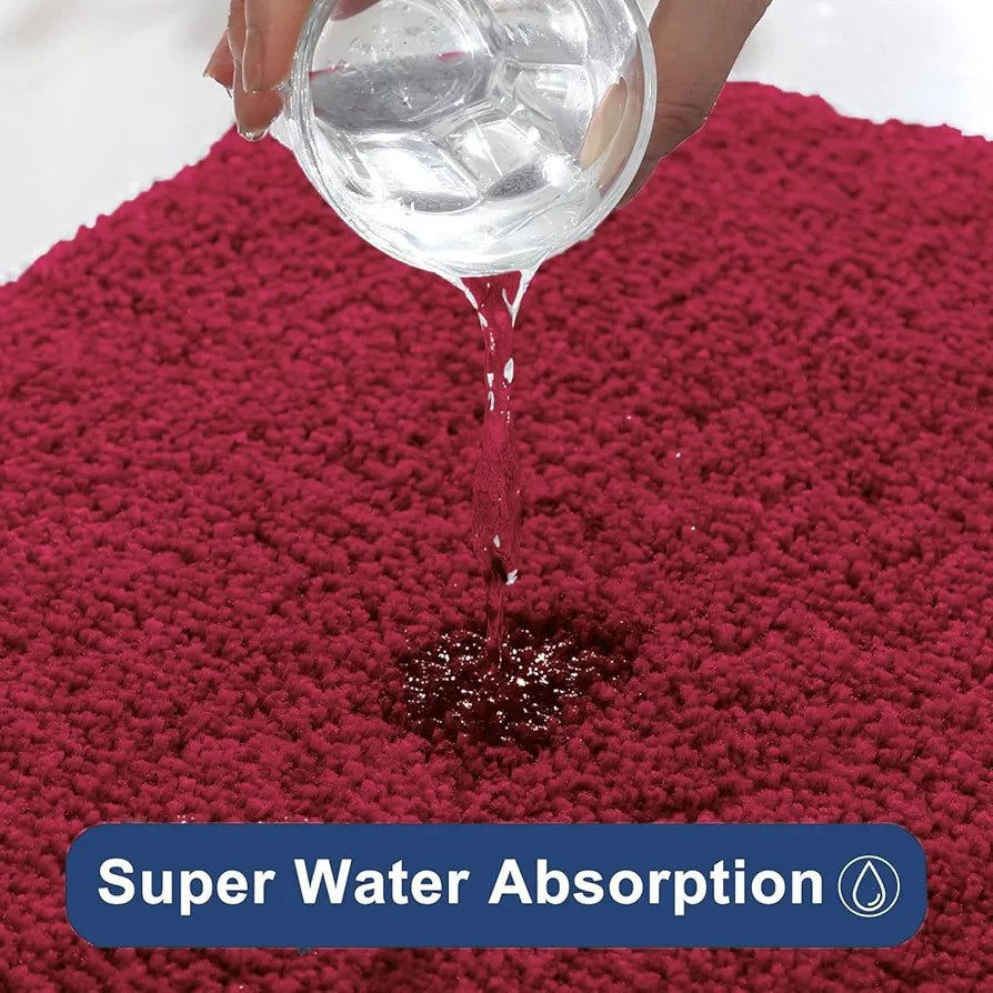Luxe Home International Bath Microfibre Rectangular Mat Super Soft Anti Skid Newman Mats for Bathroom Colour Maroon