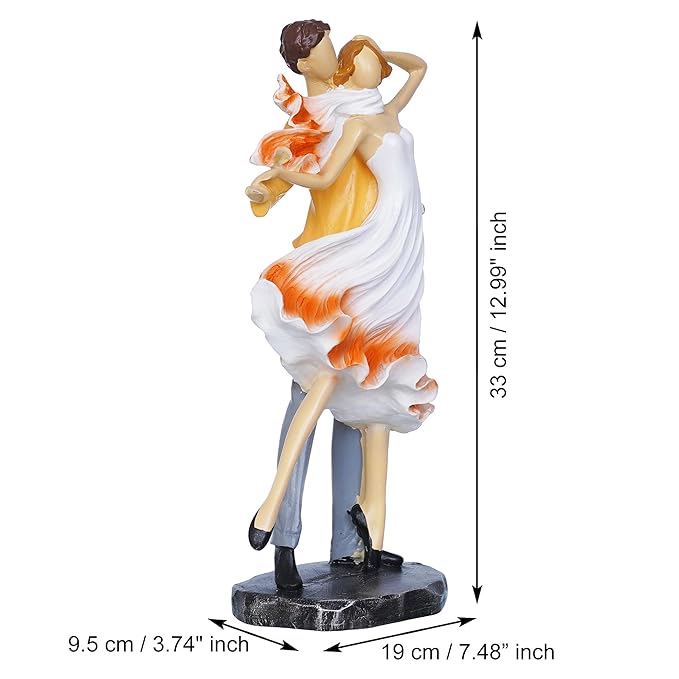 Ecraftindia Multicolor Polyresin Lovely Couple Statue Showpiece | Valentines Day Gift for Boyfriend and Girlfriend