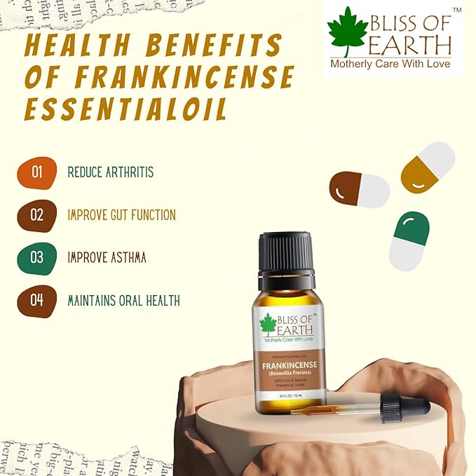 Bliss of Earth Premium Frankincense Boswellia frerana Essential Oil - 10 ml Each (Pack of 2)