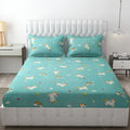 Fresh From Loom Cartoon Wrinkle Free Microfiber Bedsheet for Kids Multicolor 144 TC Teal