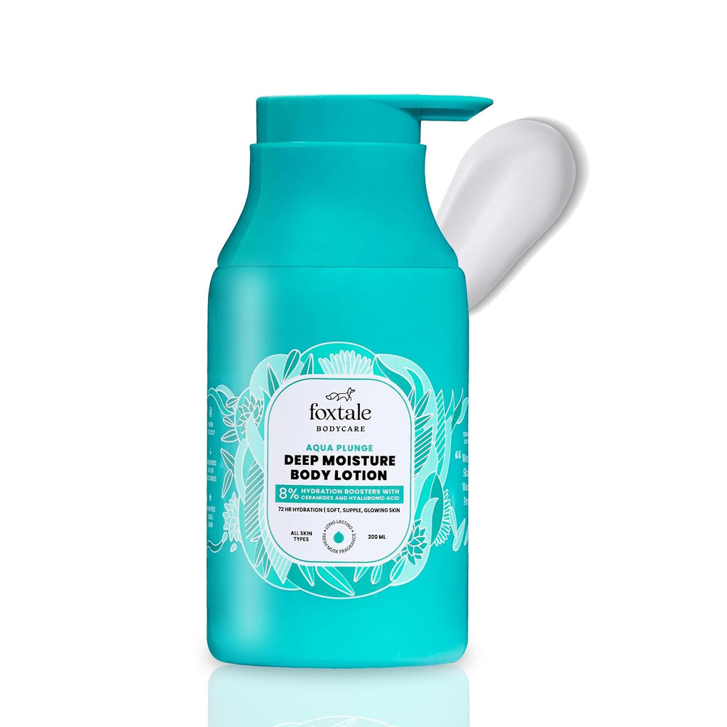 Foxtale Hydrating Body Lotion with Hyaluronic Acid & Ceramides | 72-hour Hydration | Lightweight & Non-Sticky | Long Lasting Musk Fragrance | Body Lotion for Men & Women | All Skin Type | 200 ml
