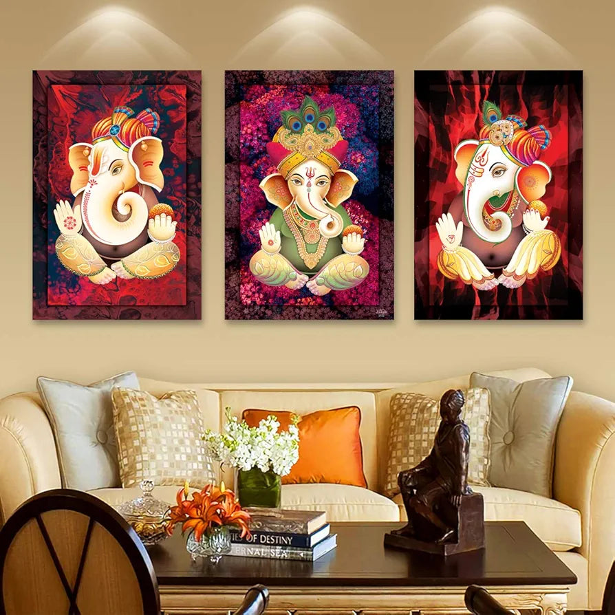 Rangoli MDF 3 Pcs Wall Poster 12x18 Inch Decorative Wall Art P-4 Design-29