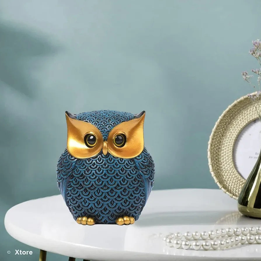 Xtore Modern Classy Lucky Owl Resin Art Figure Showpiece