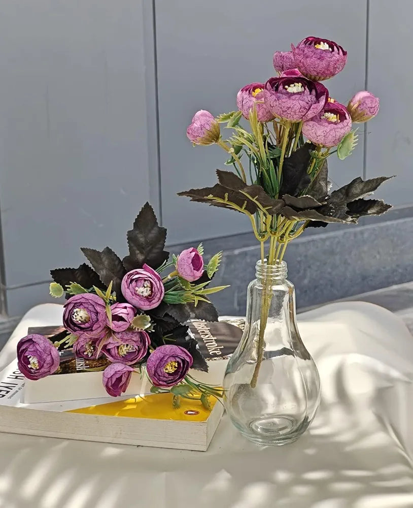 2 Pcs Artificial Rose Flower Sticks Purple