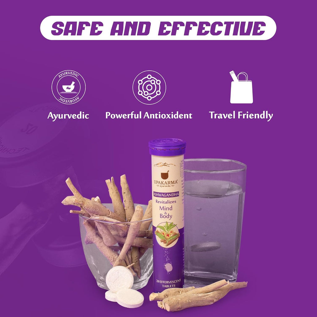 UPAKARMA Ashwagandha Effervescent Tablets | Mood Lifter, Immunity Booster | R&D Backed and Lab Tested