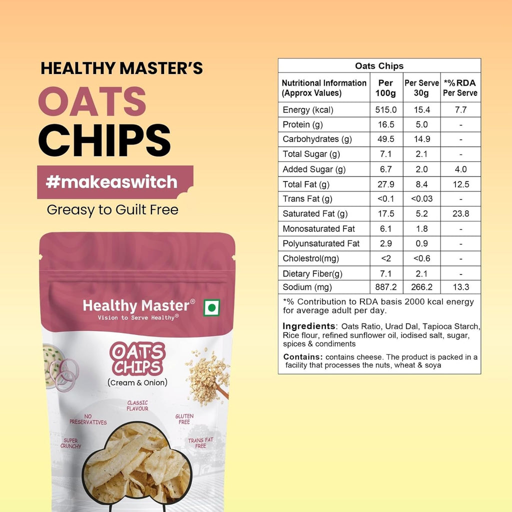Healthy Master Oats Chips - 100 gms Each (Pack of 3)