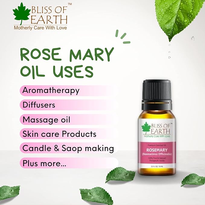 Bliss of Earth Premium Rosemary Rosmarimus Officinalis - 10 ml Each (Pack of 3)