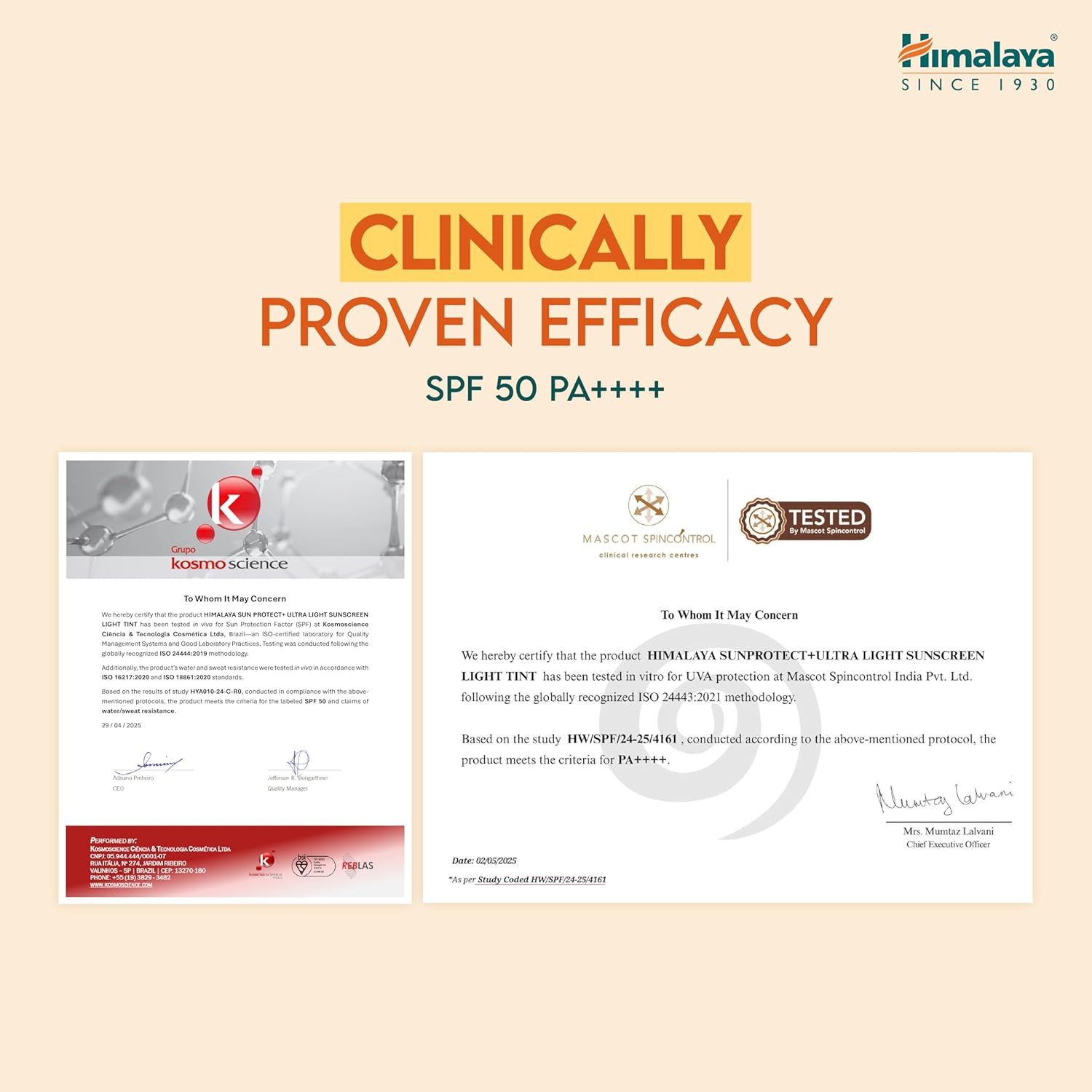 Himalaya Sun Protect+ Ultra Light Sunscreen | Light tint Cream| 90% Natural Origin Ingredients | In vivo tested SPF 50 PA++++ | Dermatologically tested for all skin types | No white cast | Make up friendly | Sweat Resistant | 50g