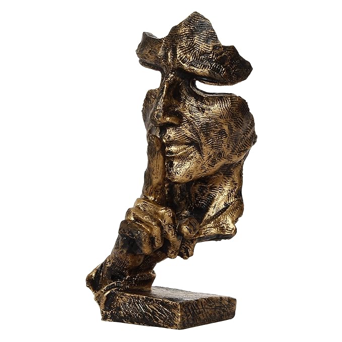 Ecraftindia Antique Finish Finger on Man Lips Handcrafted Decorative Polyresin Showpiece