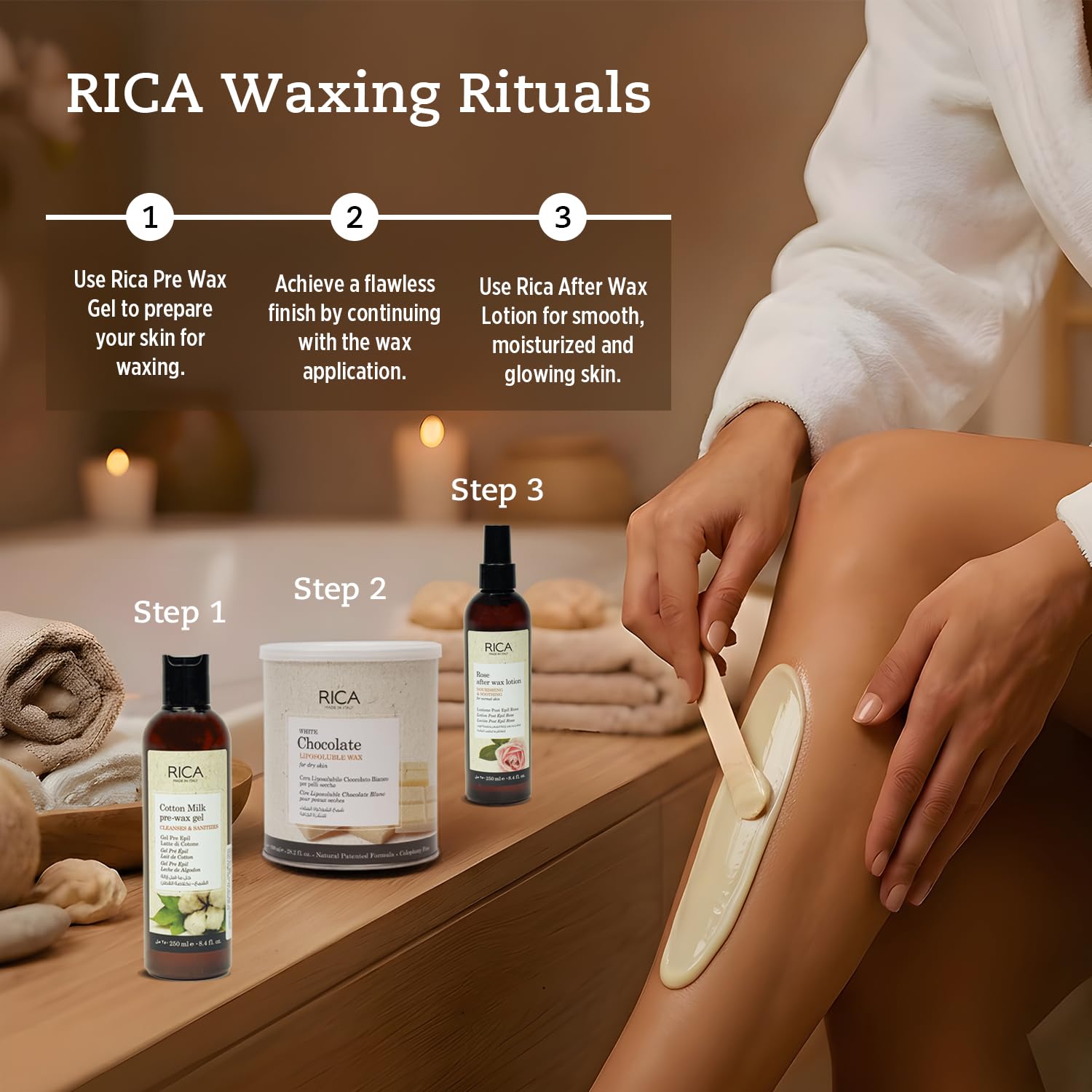 Rica White Chocolate Liposoluble Wax for Dry Skin with Glyceryl Rosinate, Natural Beeswax and Zinc Oxide - 800ml