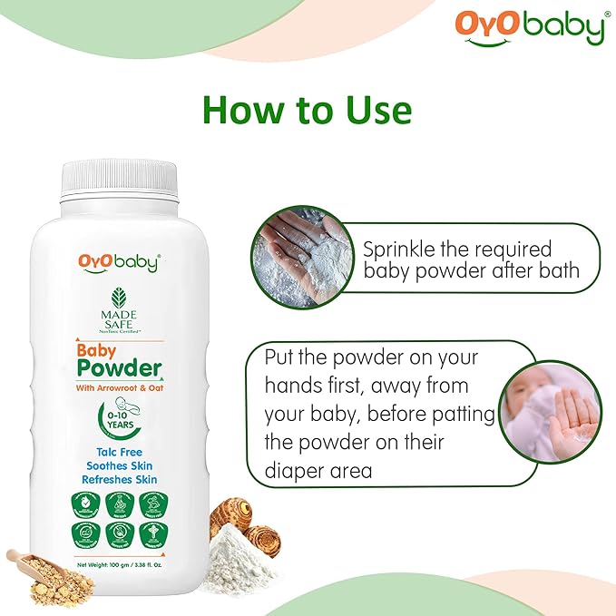 Oyo Baby Gentle Baby Powder Talc Free For New Born Baby - 200 gms
