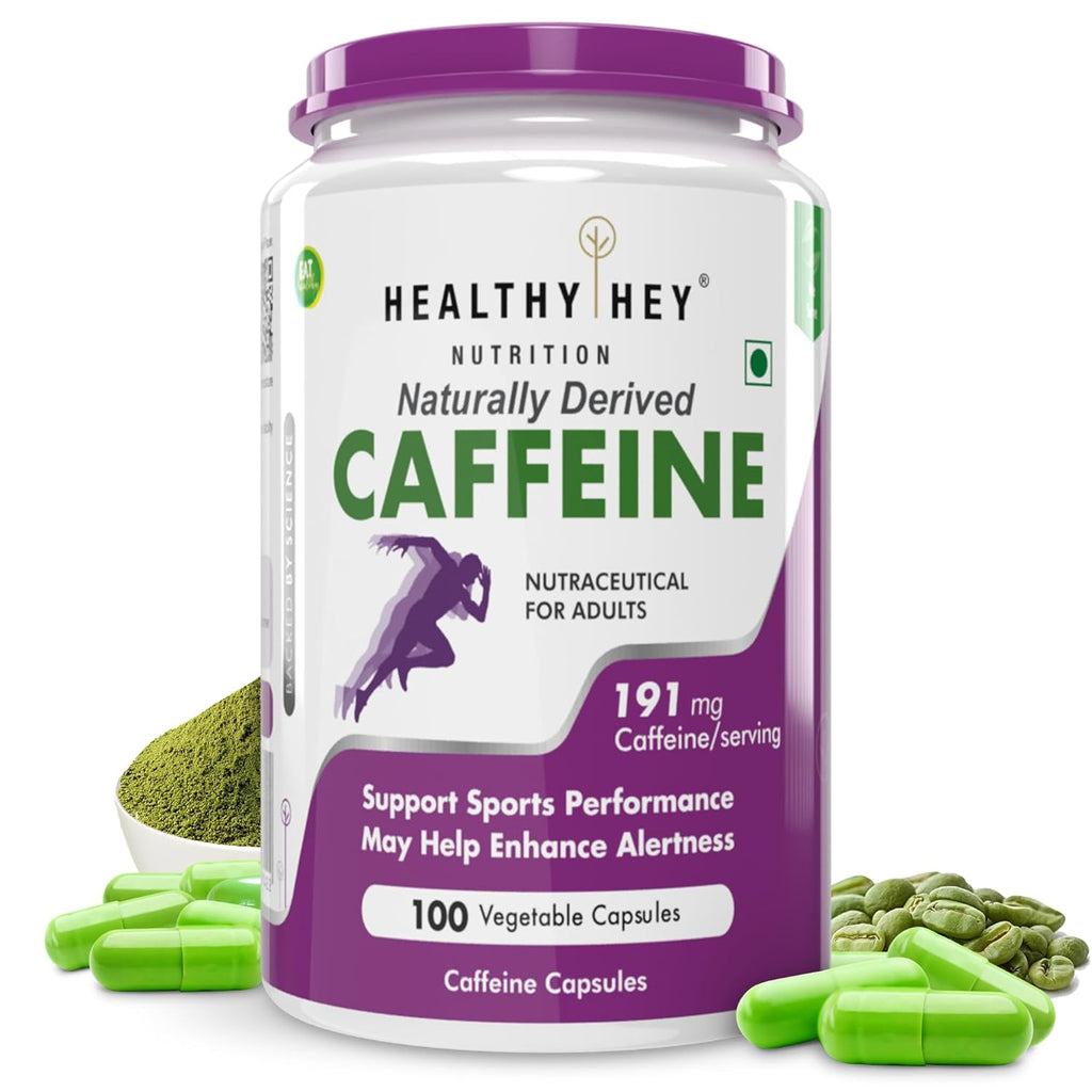 HealthyHey Nutrition Caffeine Capsules - 100 Veg Capsules (Pack of 1)