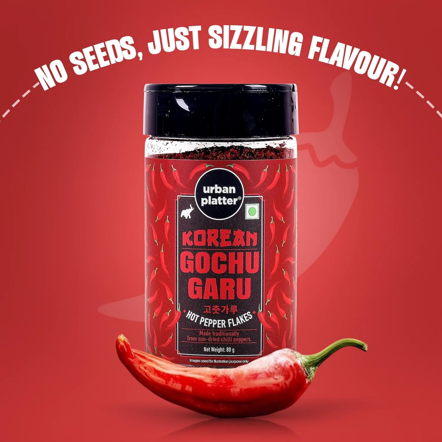 urban platter Korean Gochugaru Hot Pepper Powder, 80 Gm [Coarse Ground Korean Dried Chilli Peppers | Smoky & Spicy| Use For Kimchi And Other Korean Dishes]