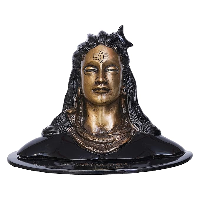 Ecraftindia Black and Golden Brass Lord Adiyogi Shiva Statue | Shiv Murti | Shiva Idol