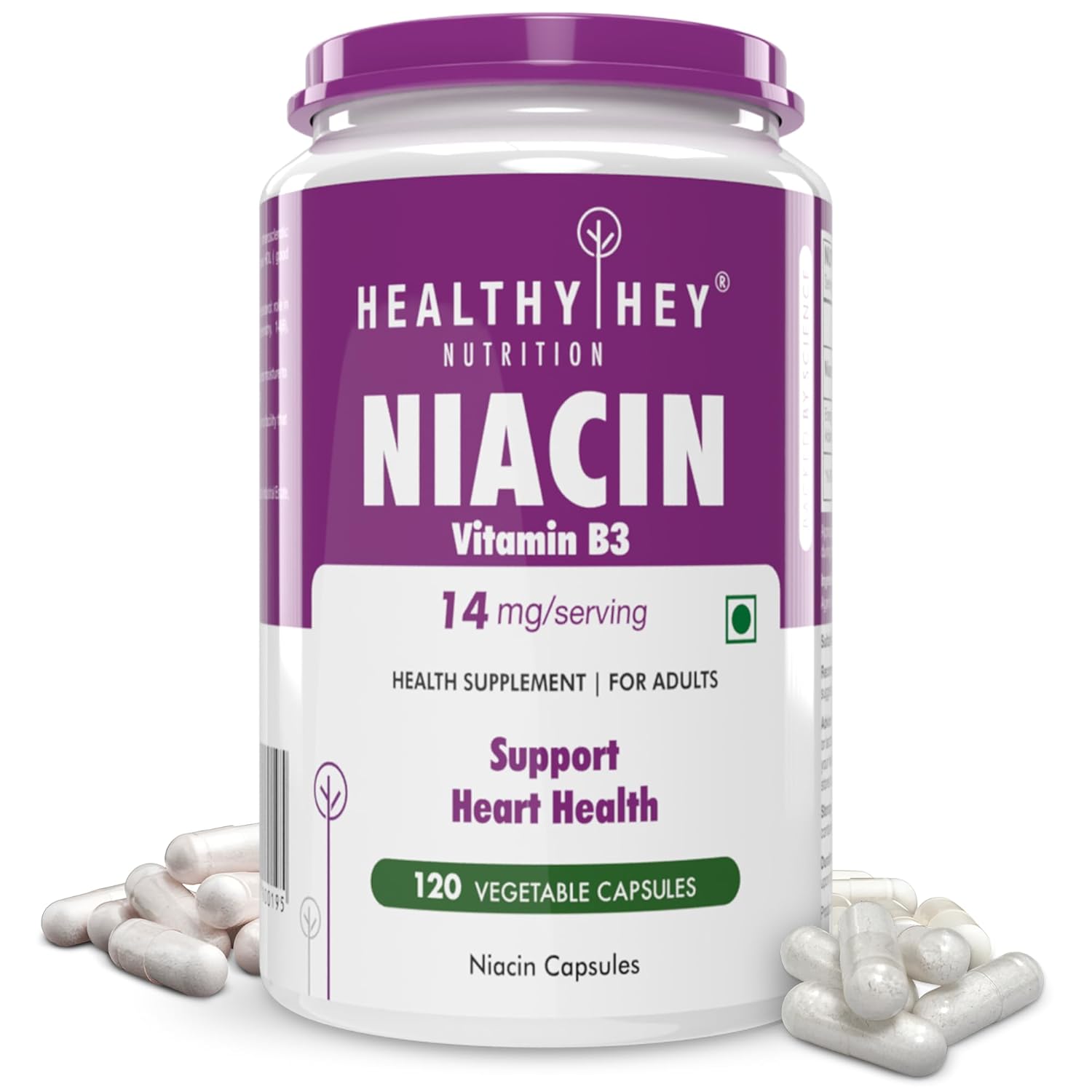 HealthyHey Nutrition Niacin Vitamin B3 120 Veg. Capsules