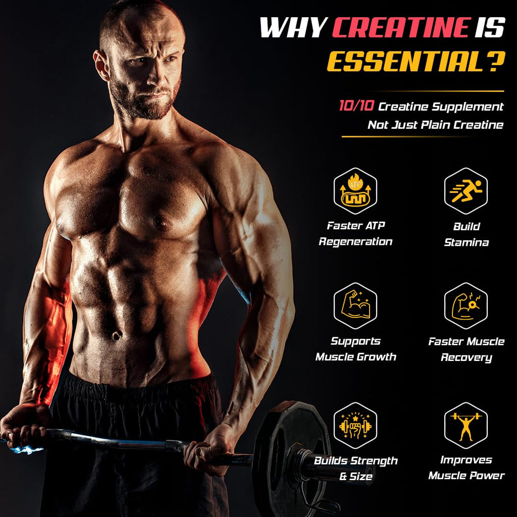 NATURYZ Creatine X7 Pure Micronized Creatine Monohydrate Post Workout drink | Rapid Absorption with Aminos | BCAA | ATP Transport Matrix | Muscle Growth & Strength | Power of 7 Blends | Muscle Builder- 450g(Mango Orange)