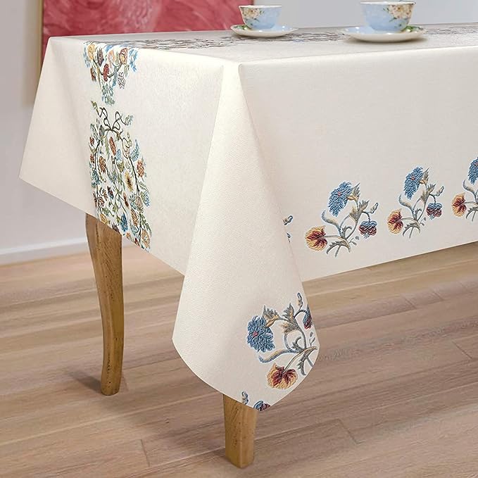 Urban Space Sicilia Table Linen Collection Premium 6 Seater, Anti Skid Table Cloth Colour White Paisley