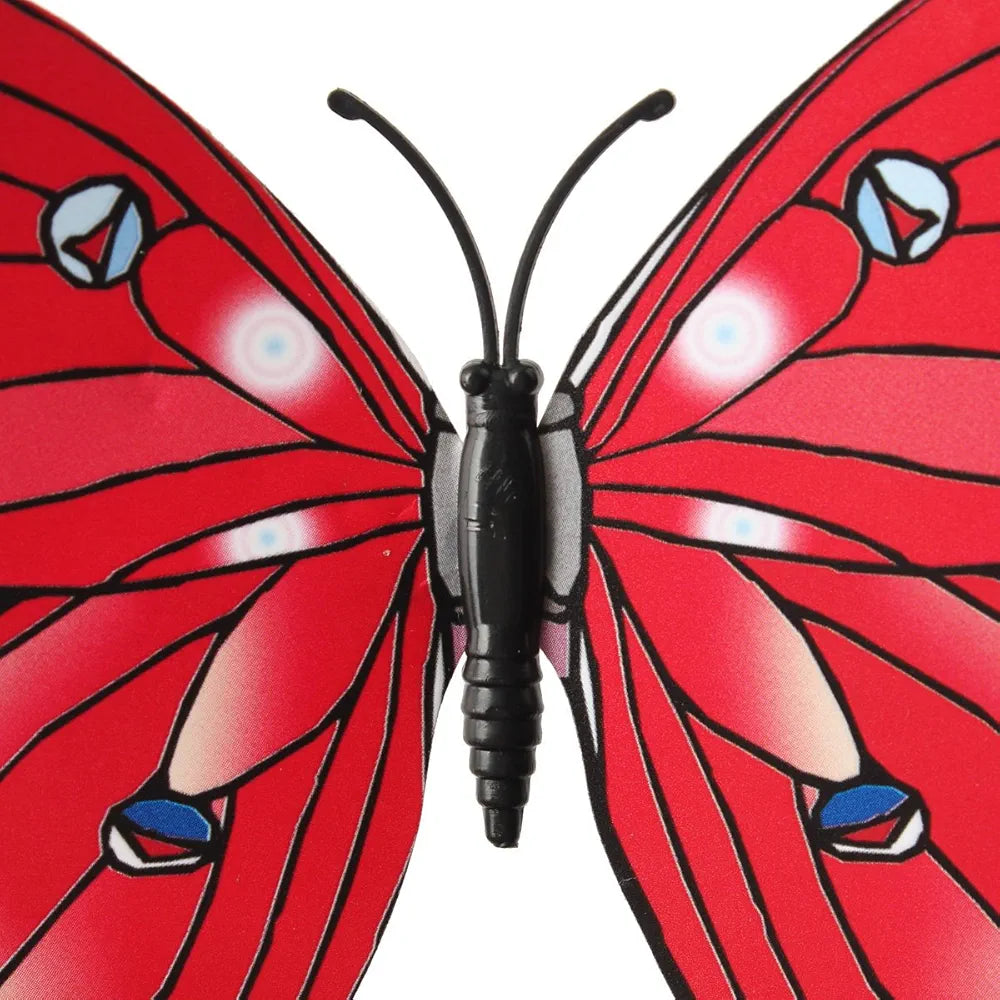Xtore Plastic Home Decor 3D Butterfly with Sticking pad Set of 12 Shimmer Ferrari Red