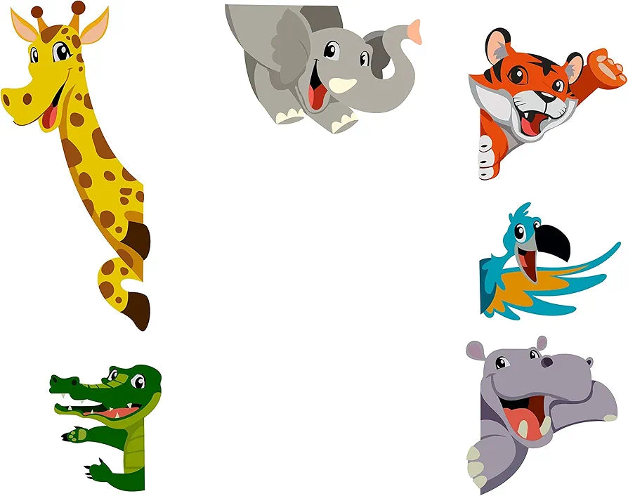 Rawpockets Decals Door Decals Cartoon Kids Animals Extra Large Size Wall Sticker
