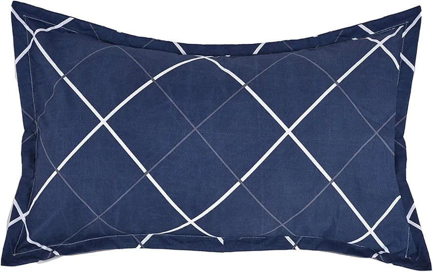 The Home Style Cotton Feel Glace Cotton Elastic Single Bed Bedsheet With 1 Pillow Cover,300 TC Navy Blue