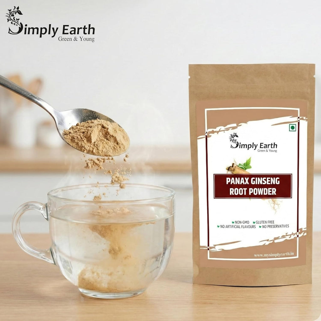 Simply Earth Panax Ginseng Powder, Korean Red Ginseng, for Immunity, Cognitive Support, Muscle Strength & Energy - 100 GM