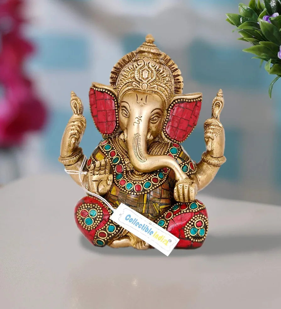 5.5" Lord Ganesha Brass Idol Statue God Ganesh Sculpture