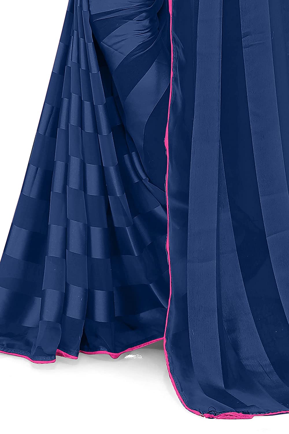 Mirchi Fashion Women'S Georgette Shiny Satin Stripes Laining Pattern Saree