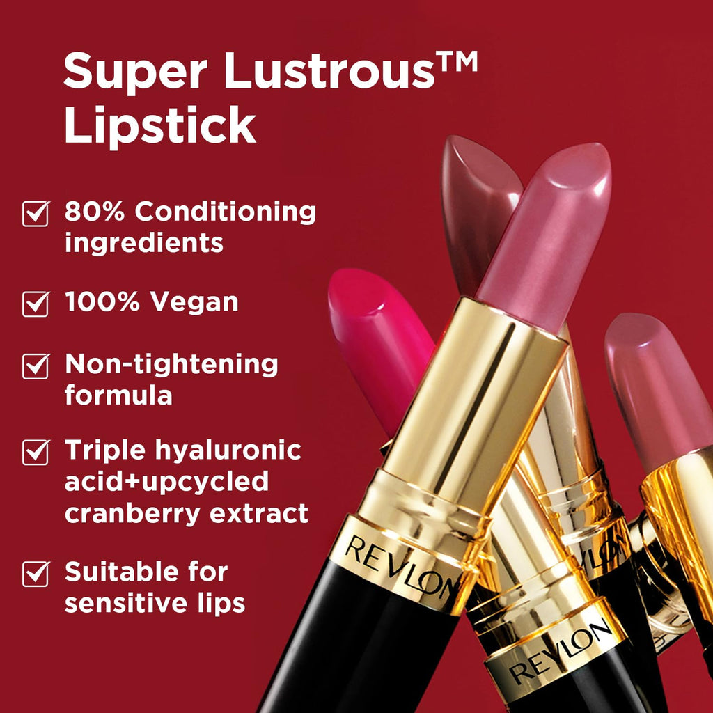 REVLON Super Lustrous Matte Lipstick, 80% Conditioning Ingredients, intance color, Waterproof, Long-Lasting, 100% Vegan Lipstick, Daring plum (435), 4.25 gm