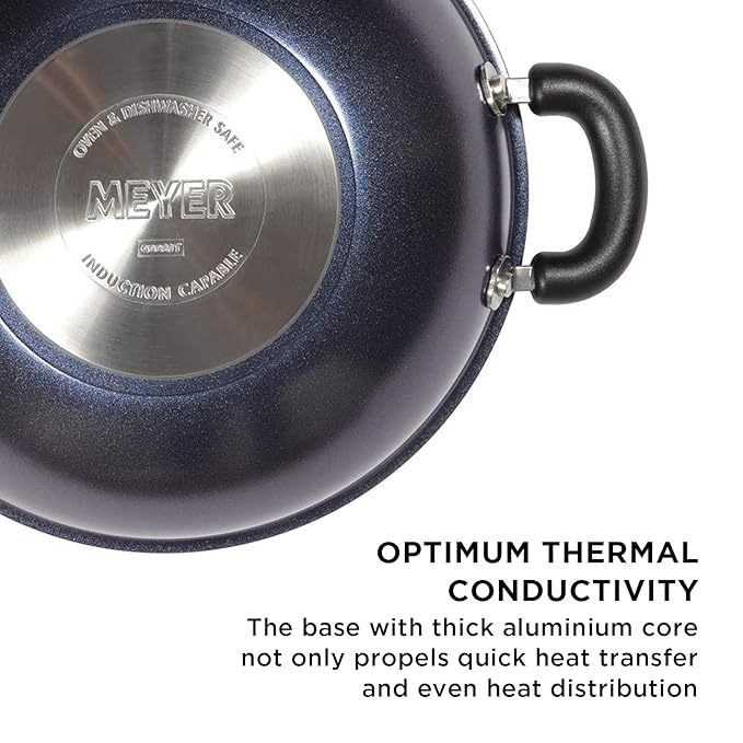 Meyer Centennial Nickel Free Kadai Steel Kadhai for Deep Frying 22cm Blue Diamond