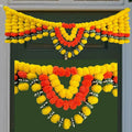 Handcrafted Decorative Bandanwar with Laddu-Shape Marigold Flowers Chakri Mogra & Daisy Leaves 40x10 Inches