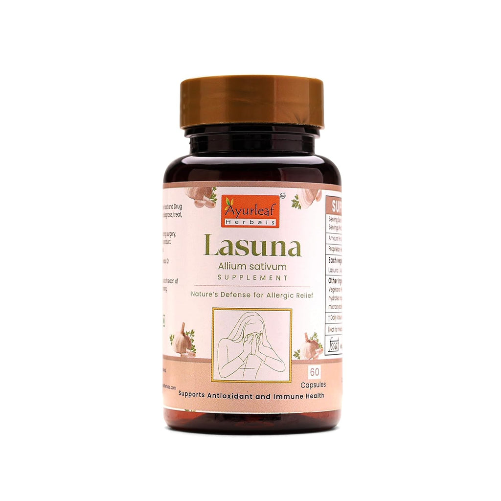 Ayurleaf Herbals Lasuna (Garlic) Capsules 60 Caps | Pack of 2