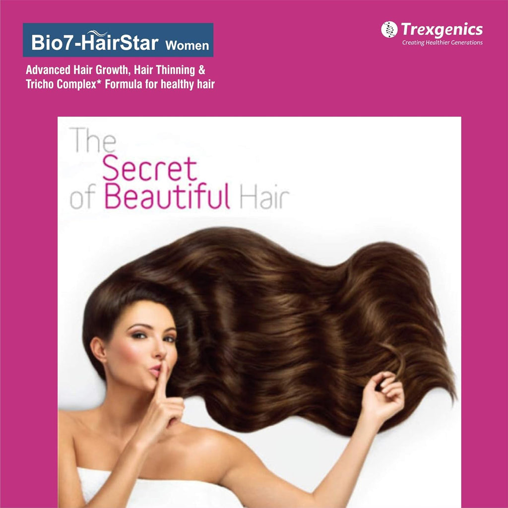 Trexgenics BIO7-HAIRSTAR WOMEN Advanced Hair Support Tricho Complex, ONE-A-DAY Vegatarian, Gluten Free(60 Veg. Capsules) (Pack of 1)