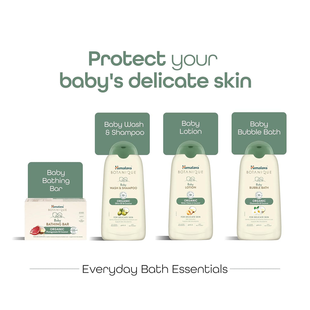 Himalaya Botanique Baby Bubble Bath 200 ml | Organic | Preserve Moisture Lock | No Tears | Dermatologically Tested | Helps Protect Skin Barrier | pH 5.5 | Hypoallergenic | No Added Fragrance