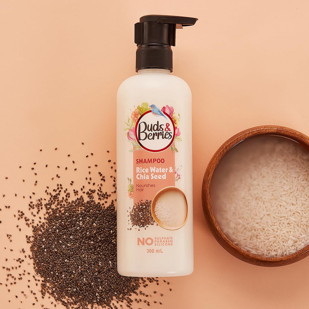 Buds & Berries Rice Water and Chia Seeds Nourishing Shampoo - 300 ml ( Pack of 2)