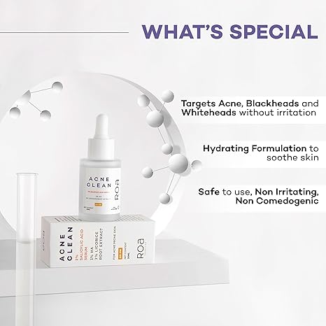 R.O.A Skincare Acne Clean Salicylic Acid serum for Acne Prone Oily Skin - 30 ml