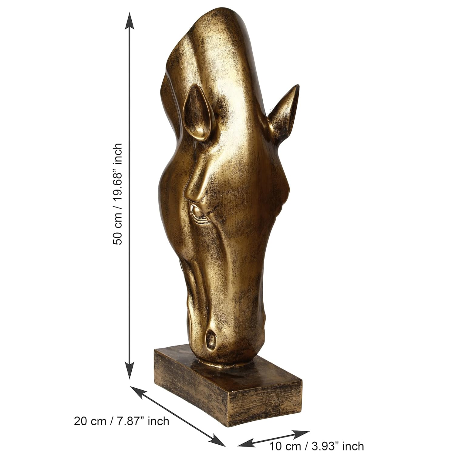 Ecraftindia Golden Antique Finish Elegant Horse Face Handcrafted Polyresin Decorative Showpiece
