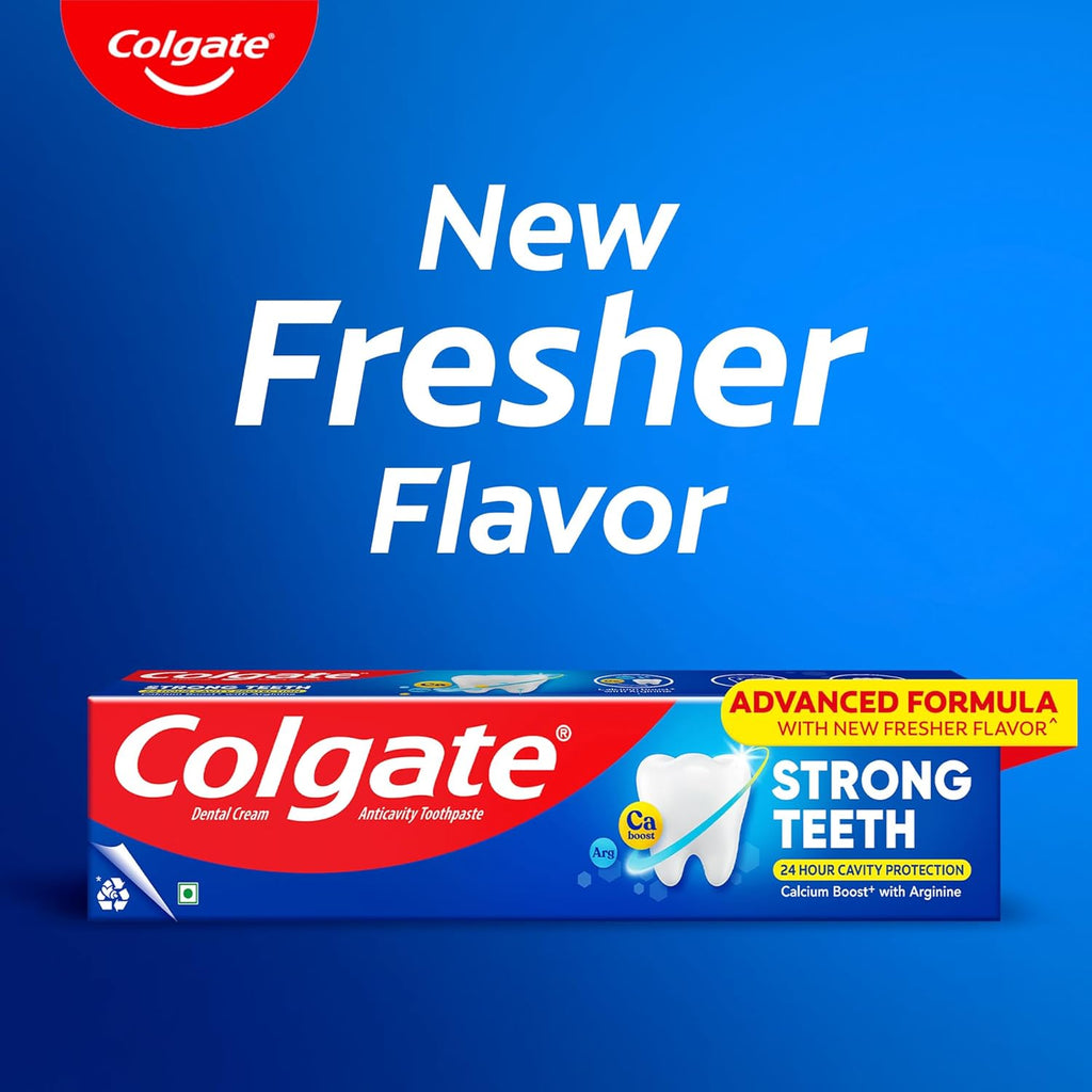 Colgate Strong Teeth, 700g (175g X 4), Calcium-boost Tooth Paste for 2X Stronger Teeth, Protects Enamel, Whitens Teeth, Fresh Breath & Prevents Cavities (Combo Multipack)