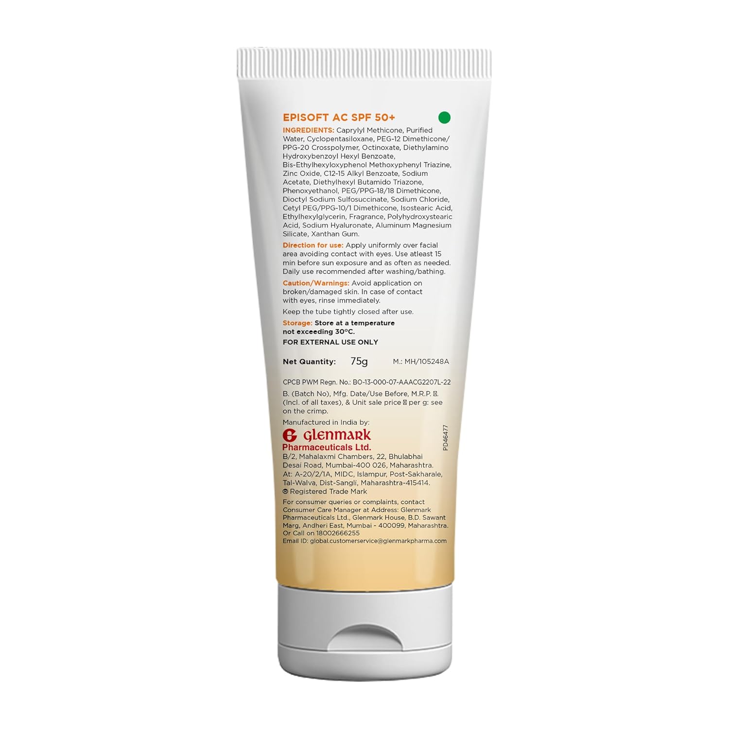 Episoft AC SPF 50 + sunscreen | Maximum Hydration | Protection against both UV-A/UV-B, Water and Sweat Resistance | Lightweight | With anti-aging benefits | For all Skin Types | No white cast | 50 G