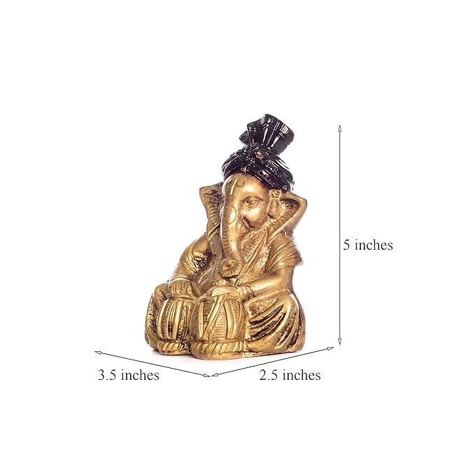 Ecraftindia Lord Ganesha Playing Tabla Statue | Brown