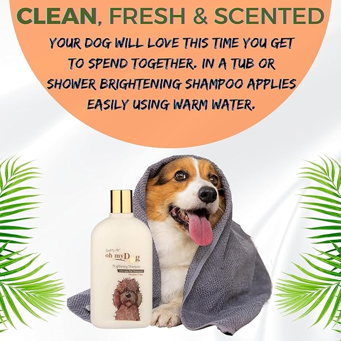 Pet Needs Oh My Dog Brightening Ultimate Dog Shampoo With Mini Soft Silicone Dog Shampoo Dispenser Brush | 500 Ml